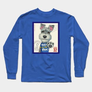 Cute schnauzer with talk to the paw shirt on vintage stamp Long Sleeve T-Shirt